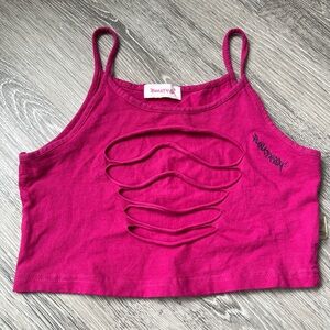 Vintage Y2K Neon Pink Crop Top by Punkyfish